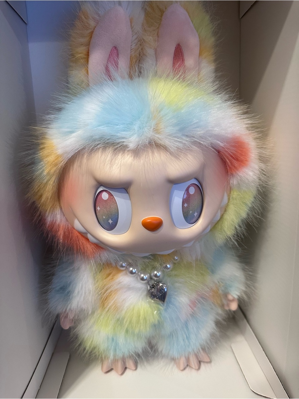 Plush Bunny Hoodie Doll in Pastel Rainbow Fur